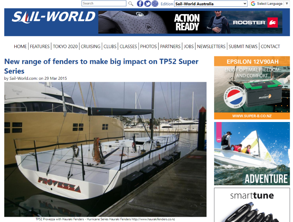 Sail-World: New range of fenders to make big impact on TP52 Super Series - March 2015