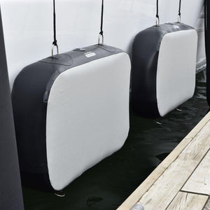 Hauraki Rectangle Inflatable Fender - light grey and black rectangle inflatable boat fenders using drop stitch technology